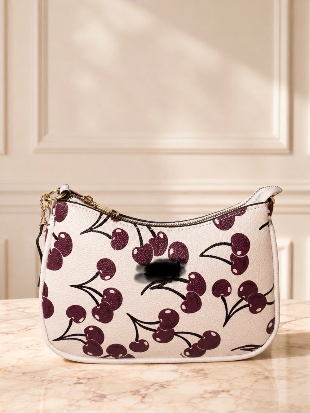 Cherry Print White Shoulder Bag